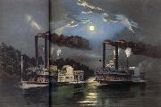 Nathaniel Currier Course nocturne sur le Mississippi china oil painting reproduction